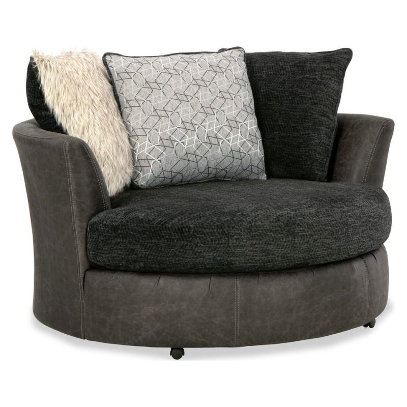 Accent Chairs |  Preston Ebony Swivel Chair Gray Accent Chairs Accent Chairs