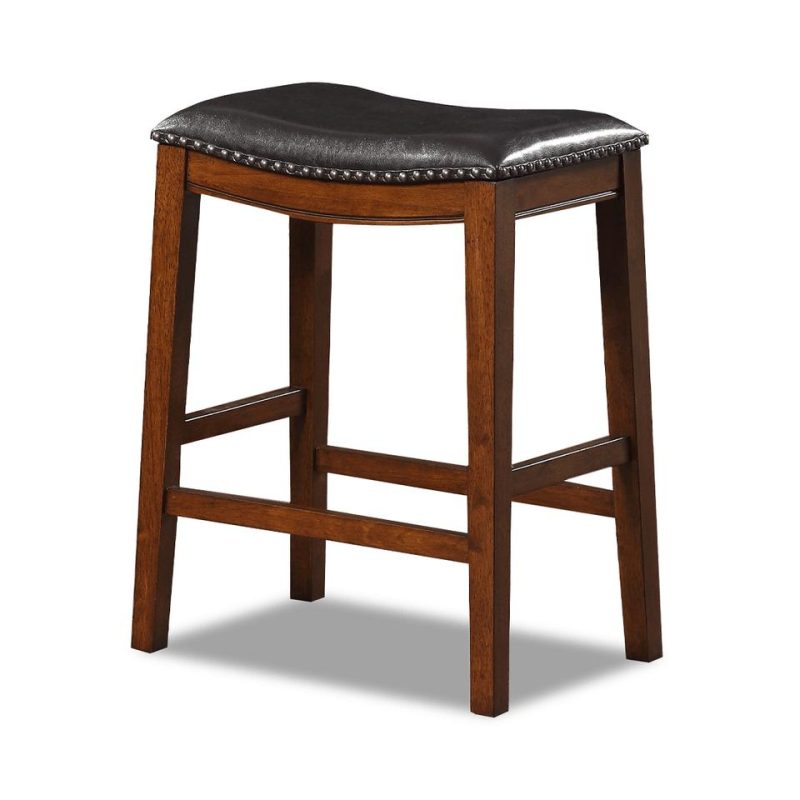 Bar Stools |  Ian Cherry & Black Wood 20” Saddle Stool Black Bar Stools Bar Stools