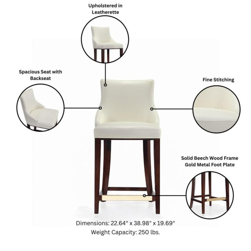 Bar Stools |  Shubert Counter Stool in Ivory White Bar Stools Bar Stools