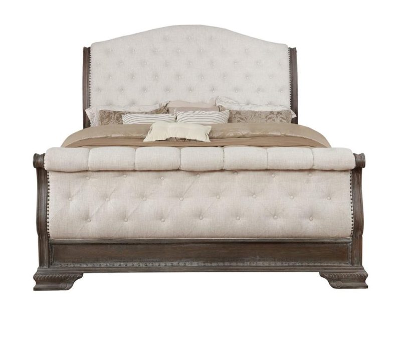 Bedroom Sets |  Alexandria Antique 3 pc King Sleigh Bedroom Set Gray Bedroom Furniture Bedroom Sets