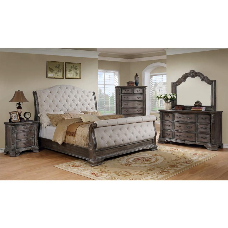 Bedroom Sets |  Alexandria Antique 3 pc Queen Sleigh Bedroom Set Gray Bedroom Furniture Bedroom Sets