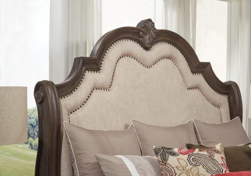 Bedroom Sets |  Alexandria Antique Bedroom – Bed, Dresser & Mirror – King Brown Bedroom Furniture Bedroom Sets