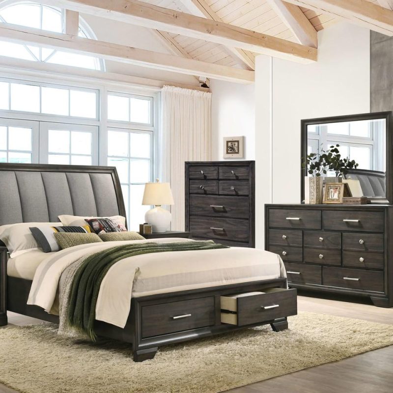 Bedroom Sets |  Avery Bedroom – Bed, Dresser & Mirror- Queen Brown Bedroom Furniture Bedroom Sets