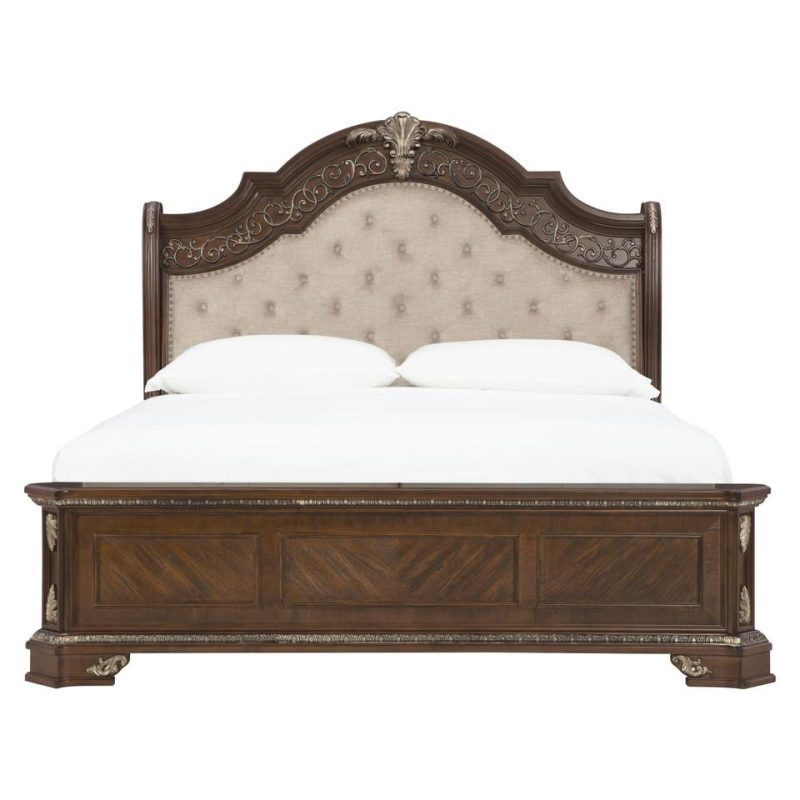 Bedroom Sets |  Geneva Collection Medium Oak Poplar & Oak King Bedroom Set Brown Bedroom Furniture Bedroom Sets