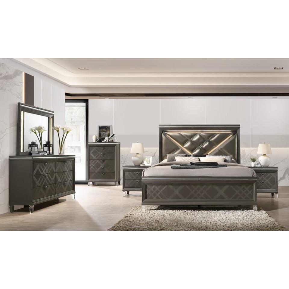 Bedroom Sets |  Hollywood Park Collection 3 PC King Bed Set Gray Bedroom Furniture Bedroom Sets