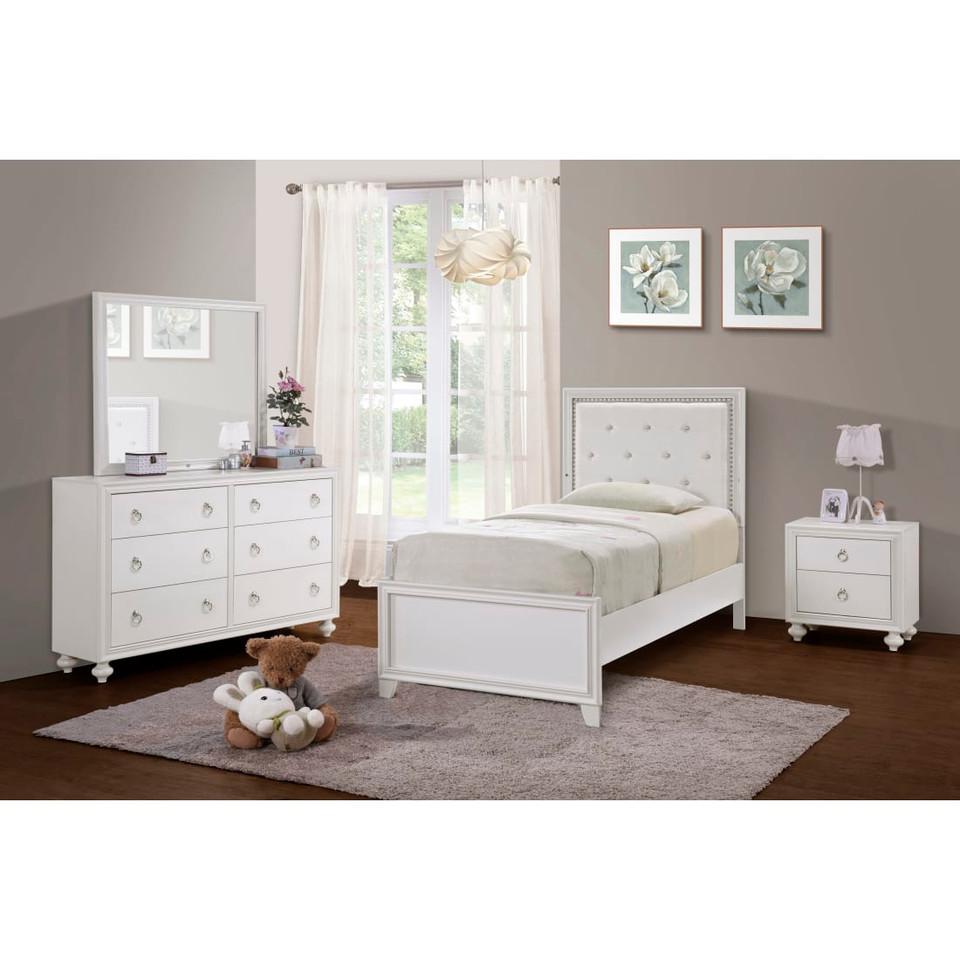 Bedroom Sets |  Isabella 3-Pc Twin Bedroom Set White Bedroom Furniture Bedroom Sets