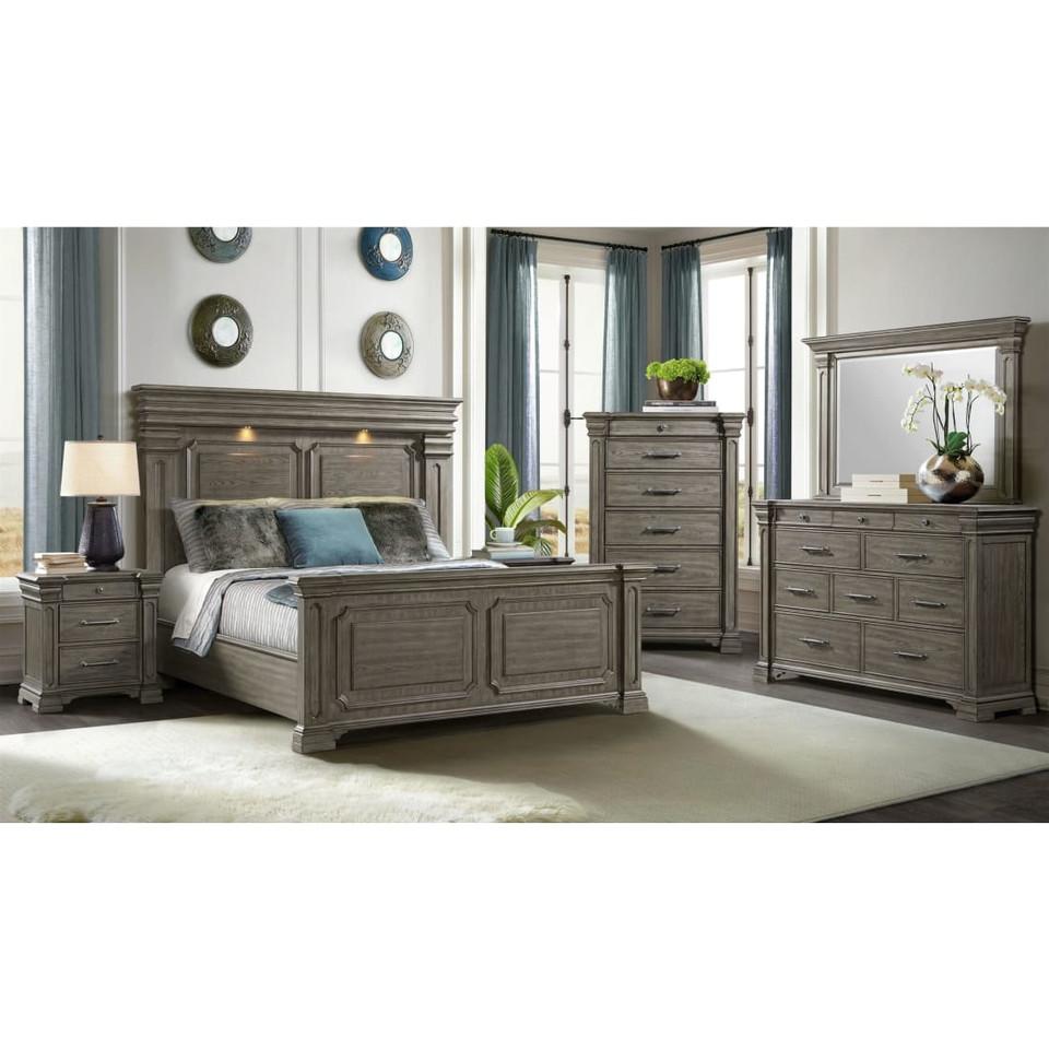 Bedroom Sets |  Newcastle King Panel 3-Pc Bedroom Set Gray Bedroom Furniture Bedroom Sets