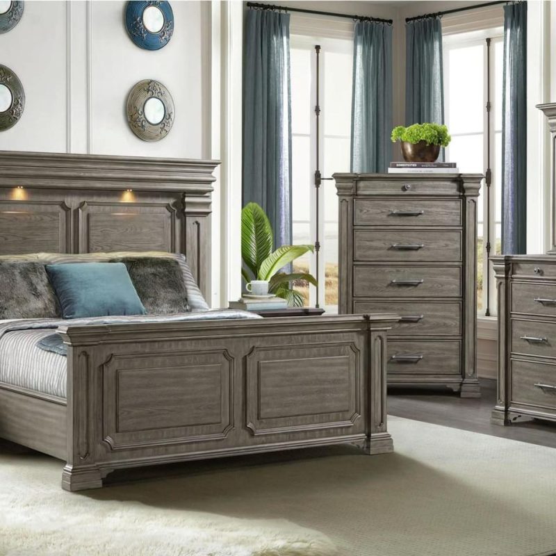 Bedroom Sets |  Newcastle King Panel 3-Pc Bedroom Set Gray Bedroom Furniture Bedroom Sets