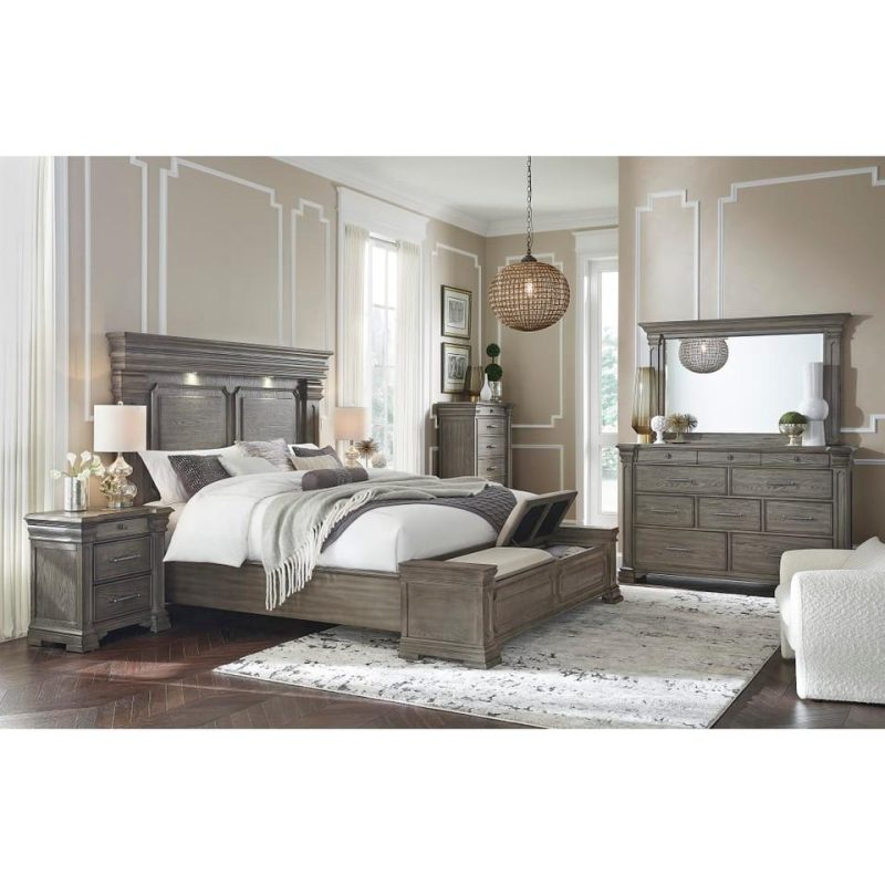 Bedroom Sets |  Newcastle King Storage 3-Pc Bedroom Set Gray Bedroom Furniture Bedroom Sets