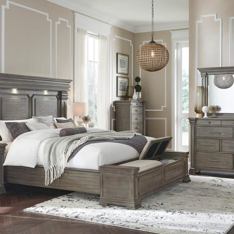 Bedroom Sets |  Newcastle King Storage 3-Pc Bedroom Set Gray Bedroom Furniture Bedroom Sets