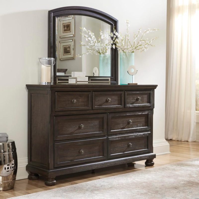 Bedroom Sets |  Spencer Bedroom 3PC Set – Queen Bed, Dresser, Mirror Brown Bedroom Furniture Bedroom Sets