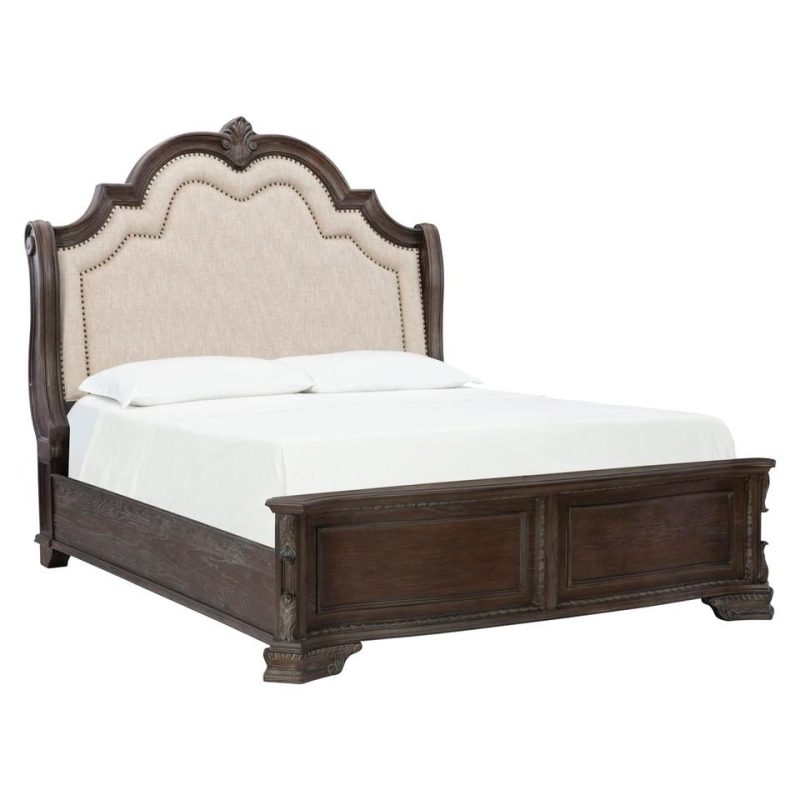 Beds |  Alexandria Antique King Bed Brown Bedroom Furniture Beds