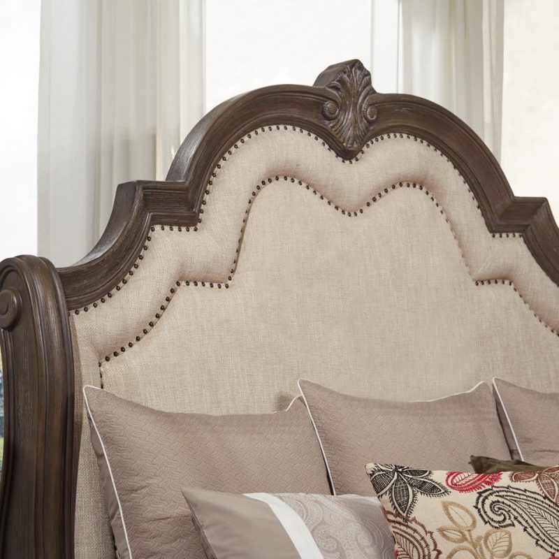 Beds |  Alexandria Antique King Bed Brown Bedroom Furniture Beds