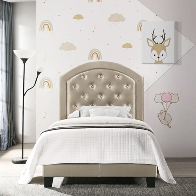 Beds |  Gaby Twin Bed in Gold Gold Bedroom Furniture Beds