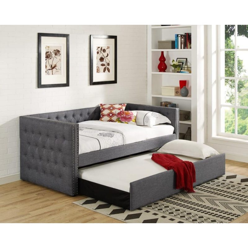 Beds |  Hadley Collection Day Bed in Gray Gray Bedroom Furniture Beds