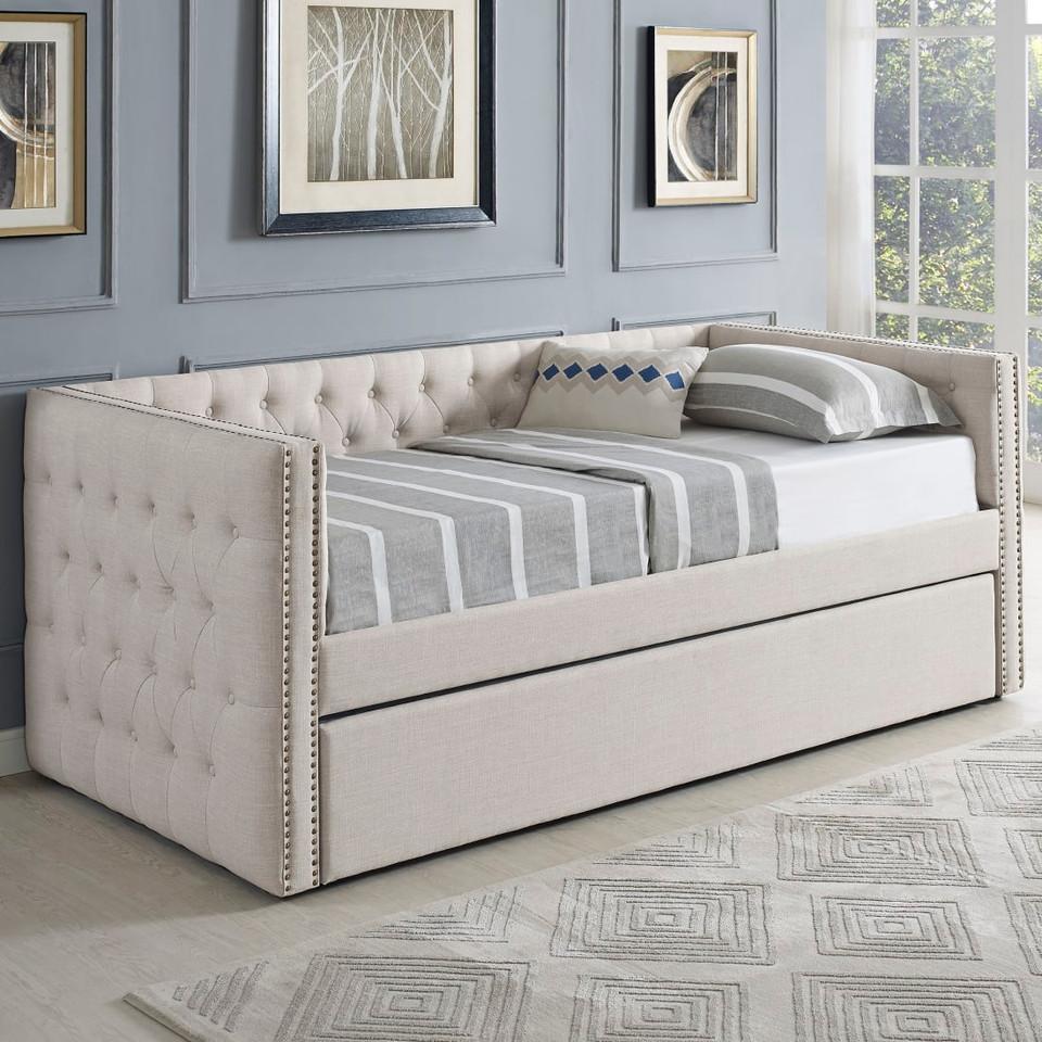 Beds |  Hadley Collection Day Bed in Ivory Cream Bedroom Furniture Beds