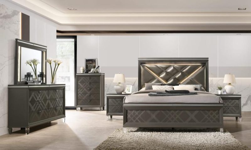 Beds |  Hollywood Park Collection King Bed Gray Bedroom Furniture Beds