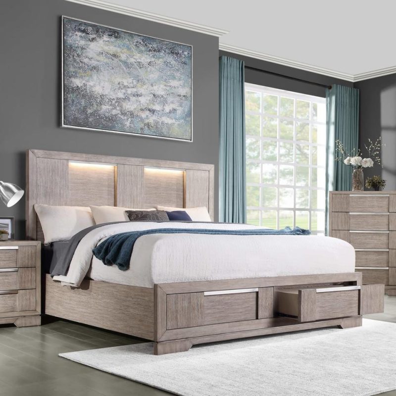 Beds |  Kristin Queen Storage Bed Gray Bedroom Furniture Beds