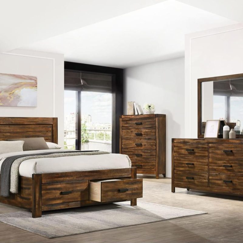 Beds |  Wyatt Collection King Storage Bed Brown Bedroom Furniture Beds