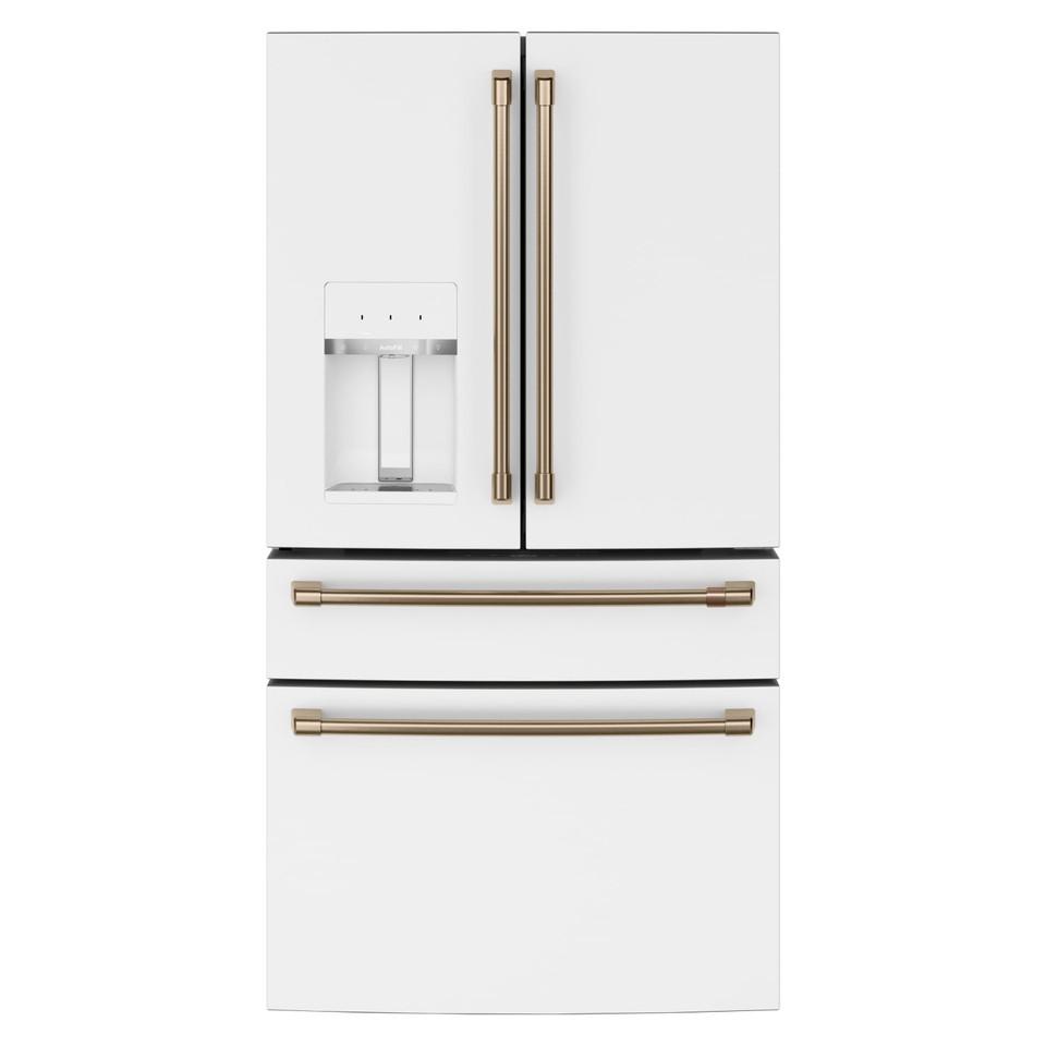 Bottom-Freezer Refrigerators |  Cafe 27.8 cu. ft. Smart 4-Door French Door Refrigerator in Matte White, Fingerprint Resistant and ENERGY STAR – CVE28DP4NW2 White Bottom-Freezer Refrigerators Bottom-Freezer Refrigerators