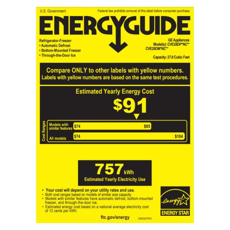 Bottom-Freezer Refrigerators |  Cafe 27.8 cu. ft. Smart 4-Door French Door Refrigerator in Stainless Steel, ENERGY STAR – CVE28DP2NS1 Stainless Steel Refrigerators Bottom-Freezer Refrigerators