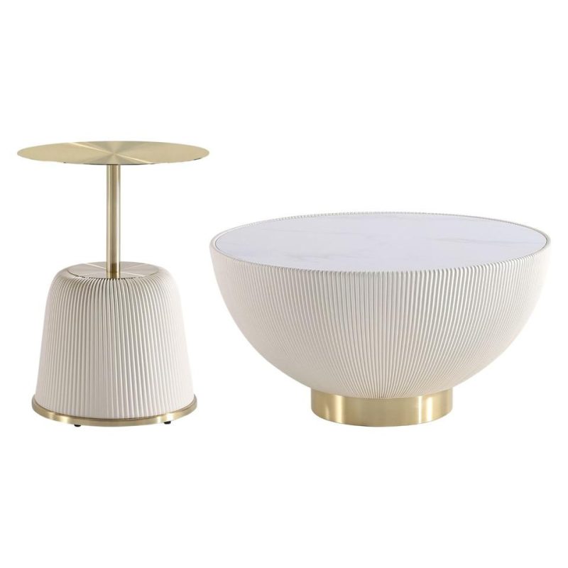 Coffee & End Tables |  Anderson Coffee Table and End Table 1.0 in Cream – Set of 2 Cream Coffee & End Tables Coffee & End Tables