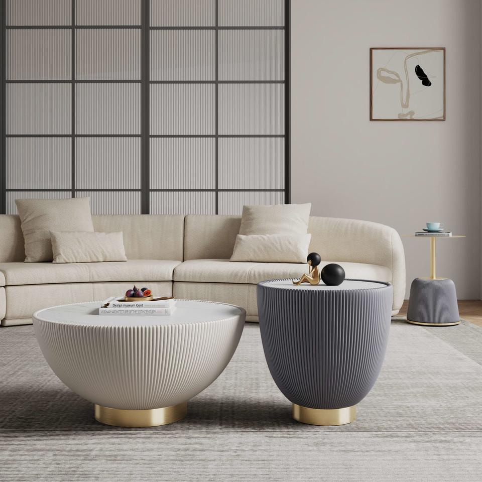 Coffee & End Tables |  Anderson Coffee Table, End Table 1.0, and End Table 2.0 in Cream and Gray – Set of 3 Multi Color Coffee & End Tables Coffee & End Tables