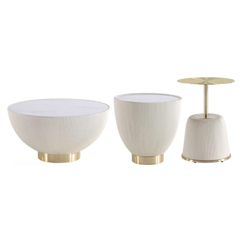 Coffee & End Tables |  Anderson Coffee Table, End Table 1.0, and End Table 2.0 in Cream – Set of 3 Cream Coffee & End Tables Coffee & End Tables