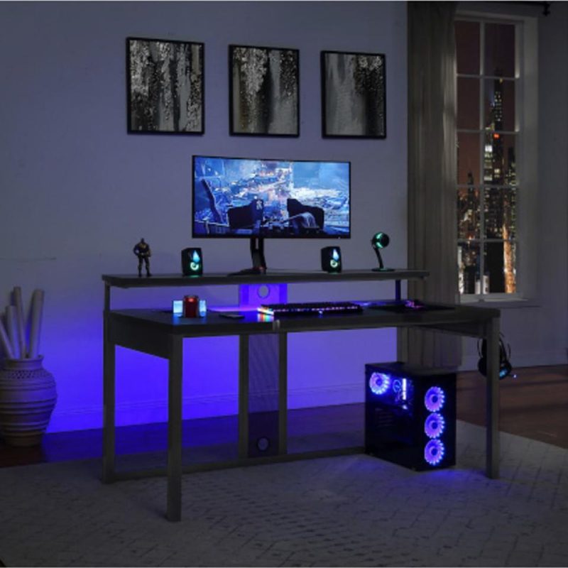 Desks |  Ariel 63” Gaming Desk Black Black