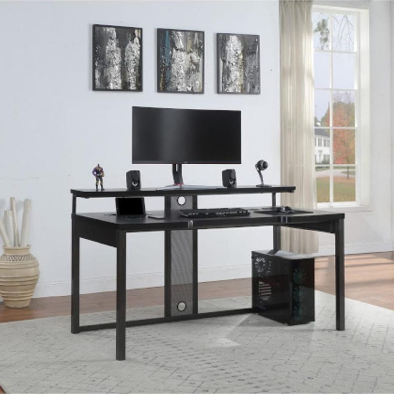 Desks |  Ariel 63” Gaming Desk Black Black