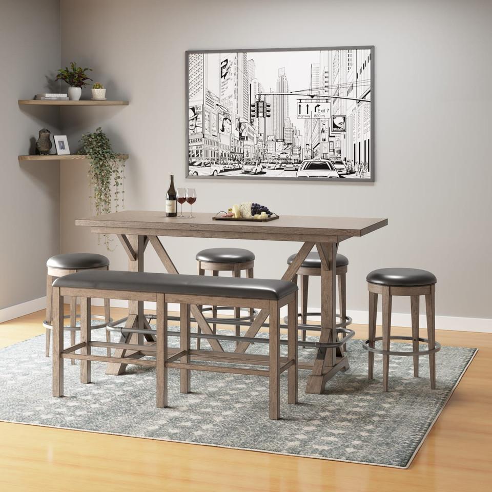 Dining Tables |  Breckenridge Trestle Bar Table Brown Dining Room Furniture Brown