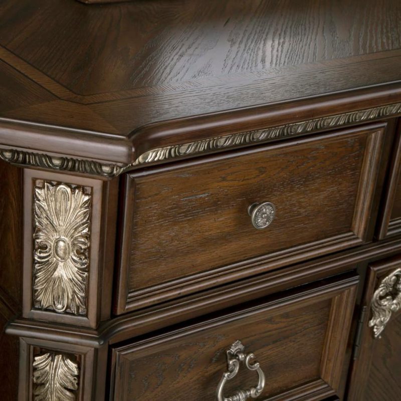 Dressers and Chests |  Geneva Collection Medium Oak Poplar & Oak Dresser Brown Bedroom Furniture Brown