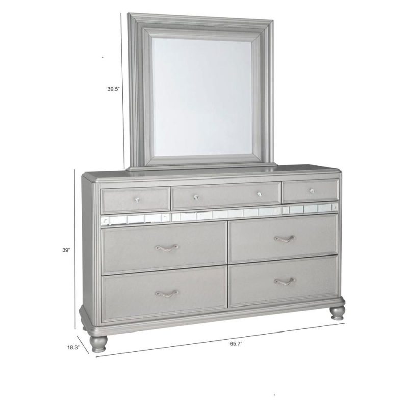 Dressers and Chests |  Gia Collection Platinum Dresser Gray Bedroom Furniture Dressers & Chests