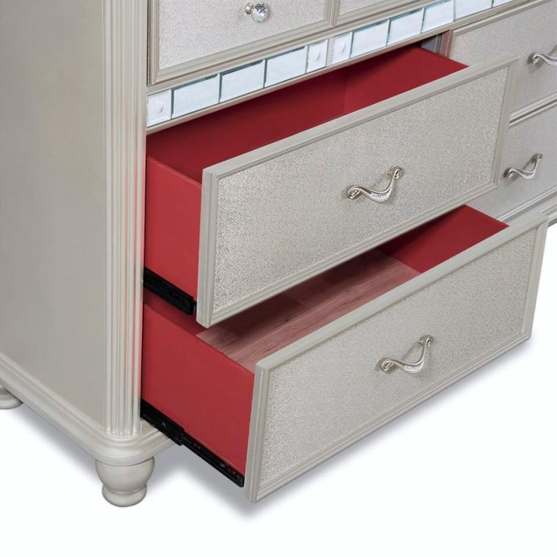 Dressers and Chests |  Gia Collection Platinum Dresser Gray Bedroom Furniture Dressers & Chests