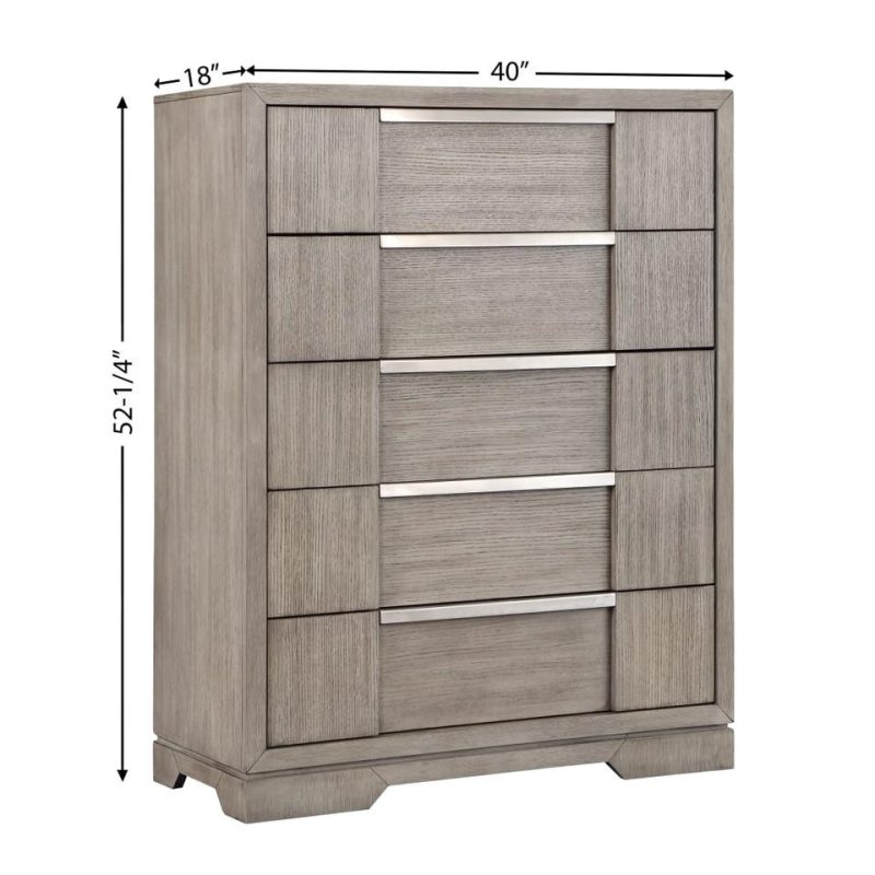 Dressers and Chests |  Kristin 5 Drawer Chest Gray Bedroom Furniture Dressers & Chests