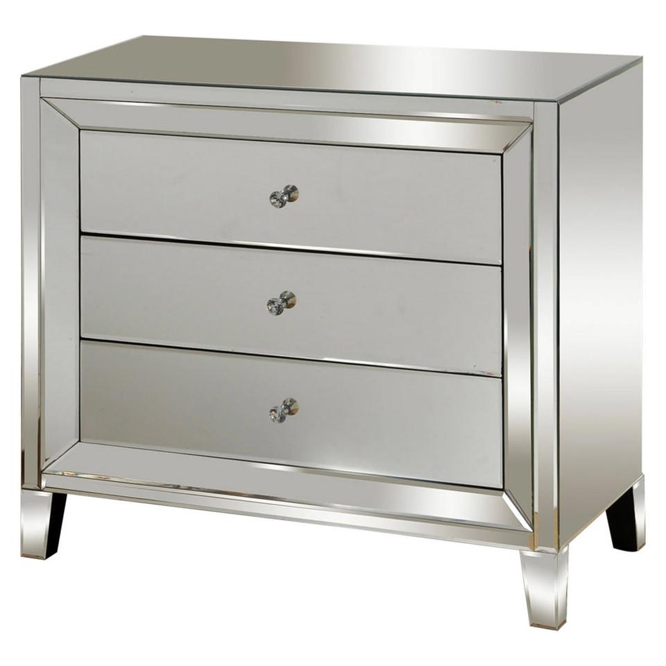 Dressers and Chests |  Parma Mirrored Three Drawer Chest Gray Bedroom Furniture Dressers & Chests