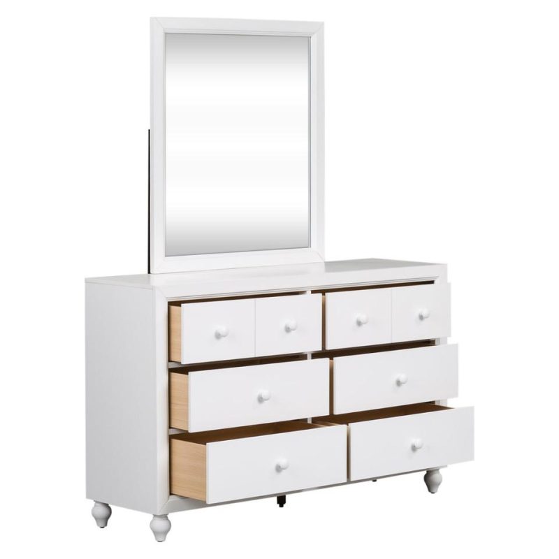 Dressers and Chests |  Sienna White 6 Drawer Dresser White Bedroom Furniture Dressers & Chests