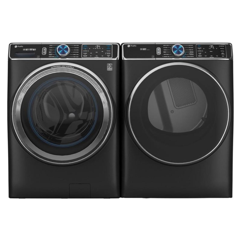 Electric Dryers |  GE Profile 7.8 cu. ft. Capacity Smart Front Load Electric Dryer with Steam and Sanitize Cycle – PFD95ESPTDS Black Electric Dryers Black