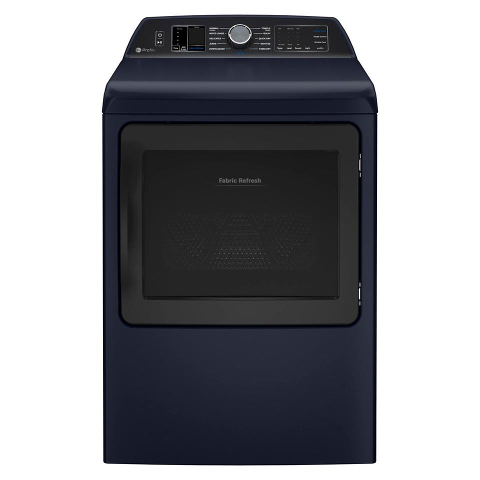 Electric Dryers |  GE Profile™ 7.3 cu. ft. Capacity Smart Electric Dryer with Fabric Refresh – PTD90EBPTRS Blue Electric Dryers Blue