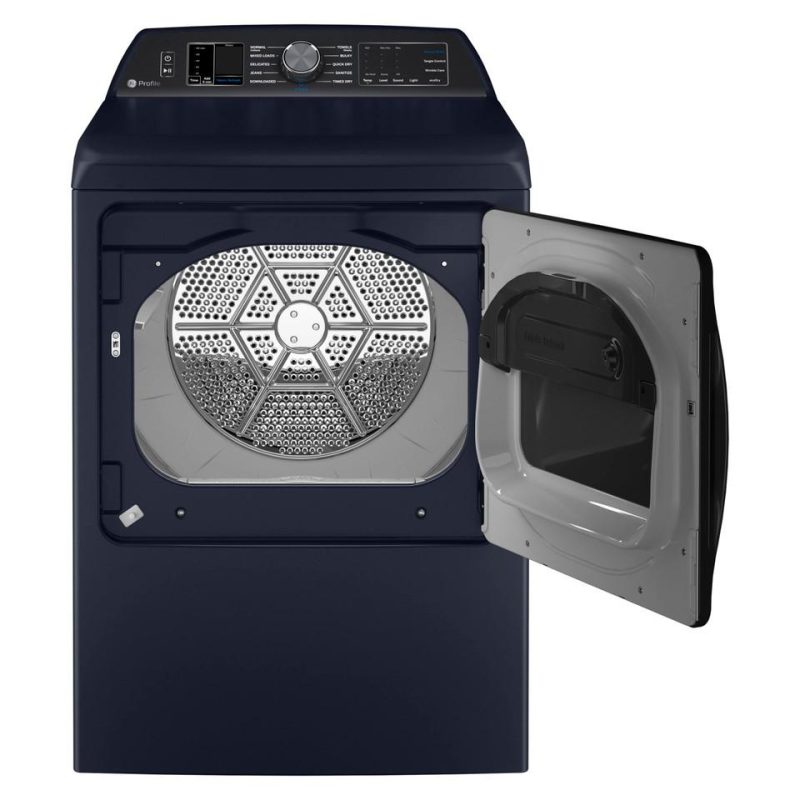 Electric Dryers |  GE Profile™ 7.3 cu. ft. Capacity Smart Electric Dryer with Fabric Refresh – PTD90EBPTRS Blue Electric Dryers Blue