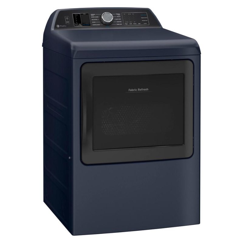 Electric Dryers |  GE Profile™ 7.3 cu. ft. Capacity Smart Electric Dryer with Fabric Refresh – PTD90EBPTRS Blue Electric Dryers Blue