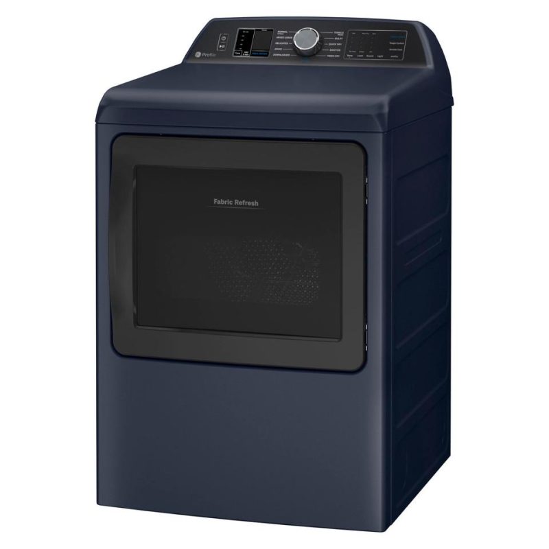 Electric Dryers |  GE Profile™ 7.3 cu. ft. Capacity Smart Electric Dryer with Fabric Refresh – PTD90EBPTRS Blue Electric Dryers Blue