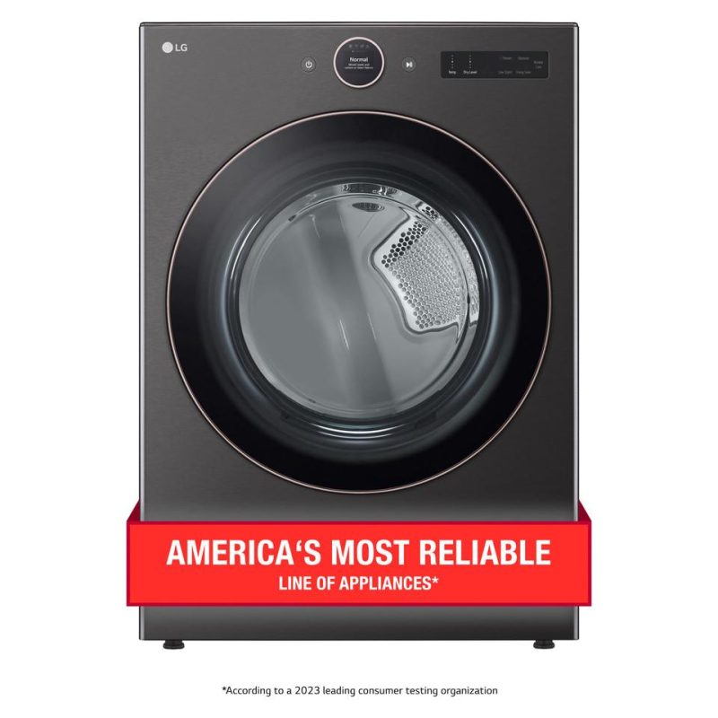 Electric Dryers |  LG 7.4 cu. ft. Ultra Large Capacity Smart Front Load Electric Energy Star Dryer with Sensor Dry & Steam Technology – DLEX6500B Black Electric Dryers Black