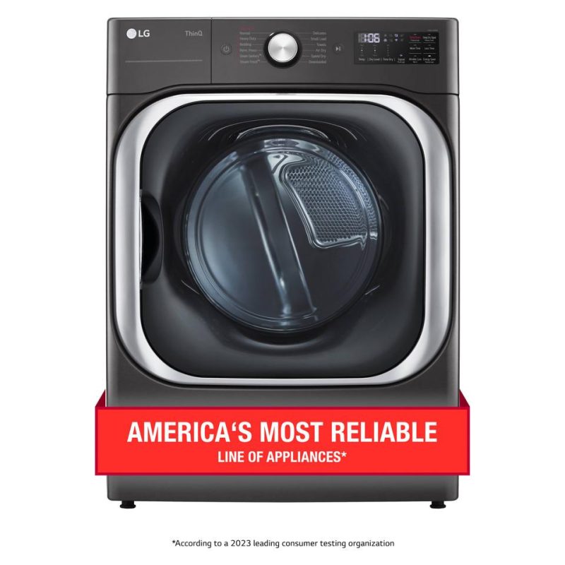 Electric Dryers |  LG 9.0 cu. ft. Mega Capacity Smart wi-fi Enabled Front Load Electric Dryer with TurboSteam™ and Built-In Intelligence – DLEX8900B Black Electric Dryers Black