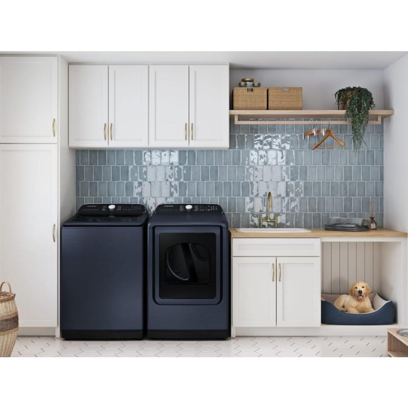 Electric Dryers |  Samsung 7.4 cu. ft. Smart Electric Dryer with Pet Care Dry and Steam Sanitize+ – DVE54CG7150D Blue Electric Dryers Blue