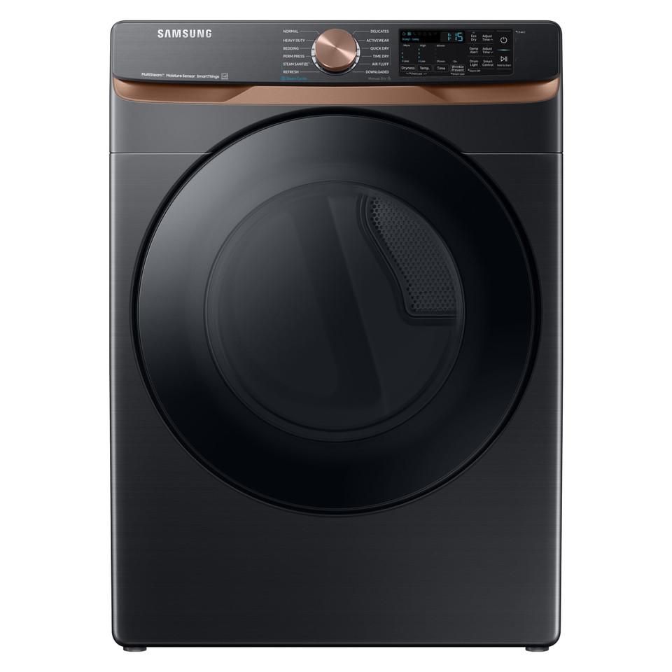 Electric Dryers |  Samsung 7.5 cu. ft. Smart Electric Dryer in Brushed Black with Steam Sanitize+ and Sensor Dry – DVE50BG8300V Black Electric Dryers Black