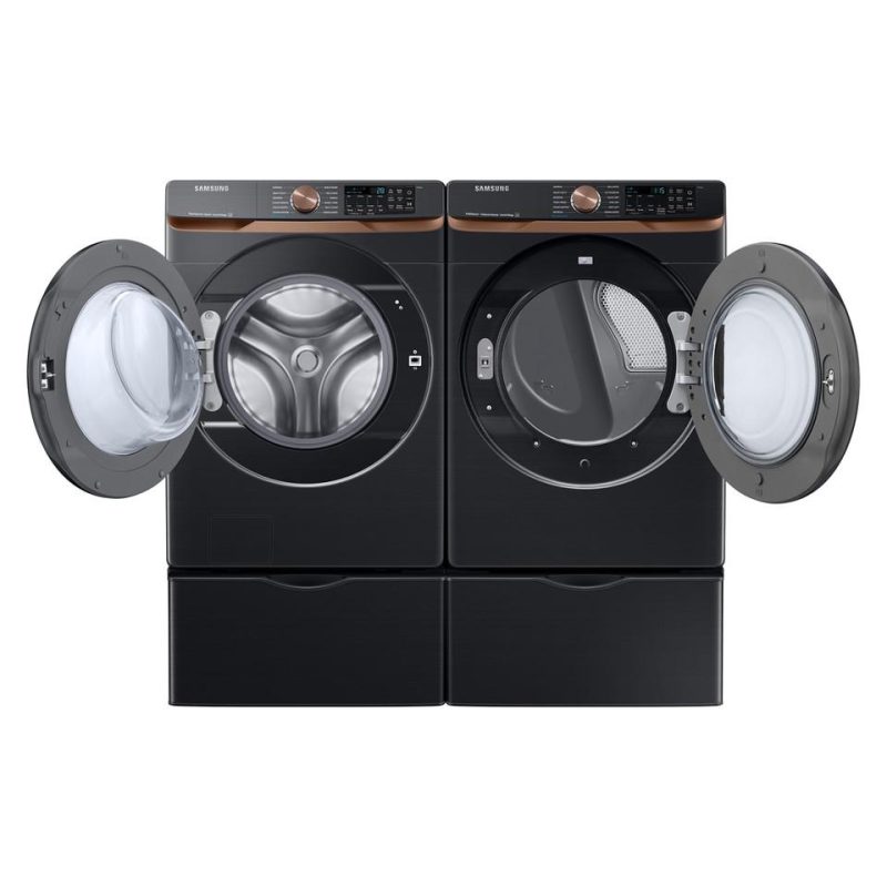 Electric Dryers |  Samsung 7.5 cu. ft. Smart Electric Dryer in Brushed Black with Steam Sanitize+ and Sensor Dry – DVE50BG8300V Black Electric Dryers Black