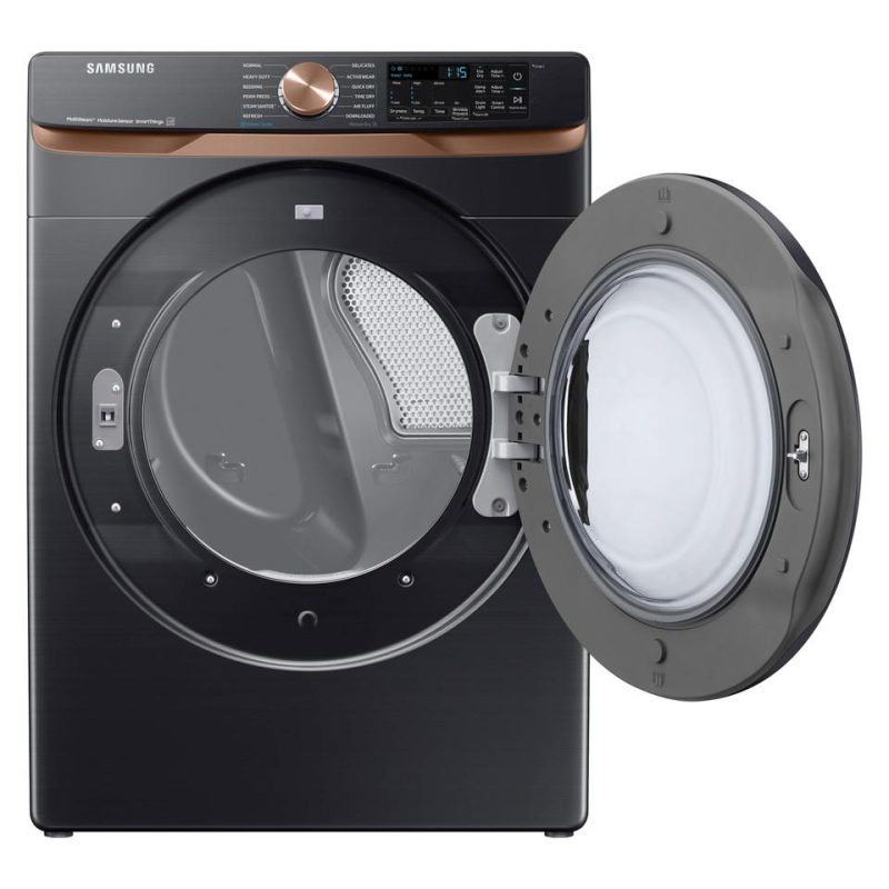 Electric Dryers |  Samsung 7.5 cu. ft. Smart Electric Dryer in Brushed Black with Steam Sanitize+ and Sensor Dry – DVE50BG8300V Black Electric Dryers Black