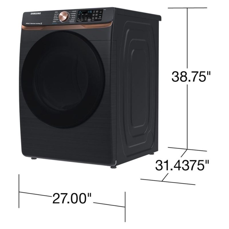 Electric Dryers |  Samsung 7.5 cu. ft. Smart Electric Dryer in Brushed Black with Steam Sanitize+ and Sensor Dry – DVE50BG8300V Black Electric Dryers Black