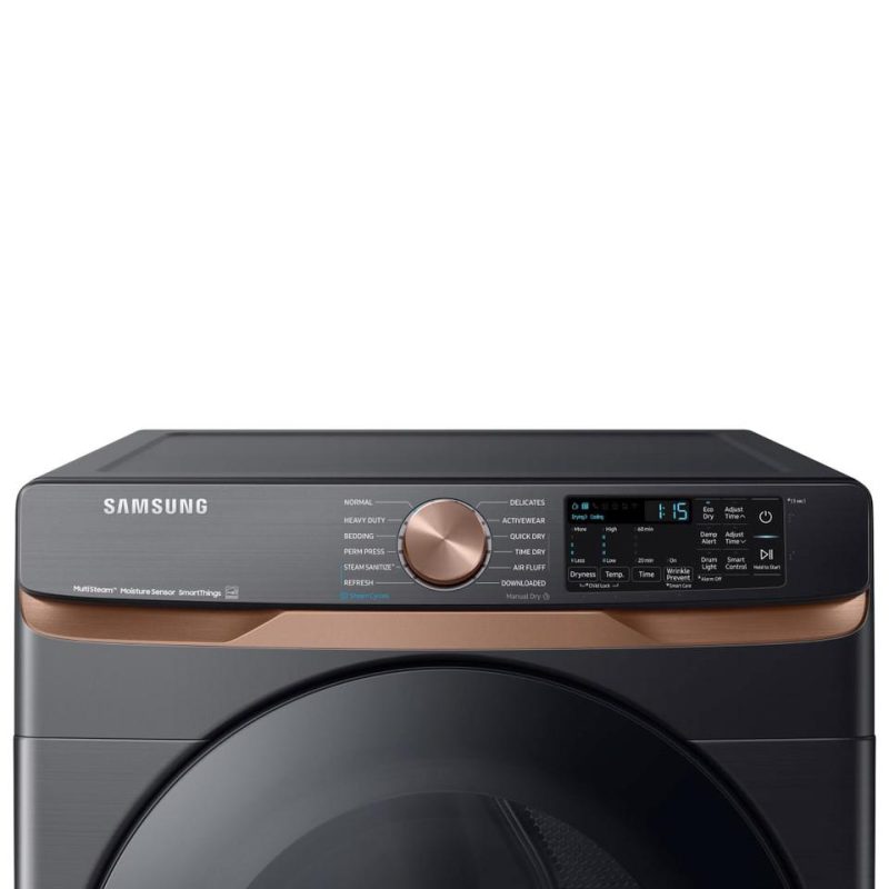 Electric Dryers |  Samsung 7.5 cu. ft. Smart Electric Dryer in Brushed Black with Steam Sanitize+ and Sensor Dry – DVE50BG8300V Black Electric Dryers Black